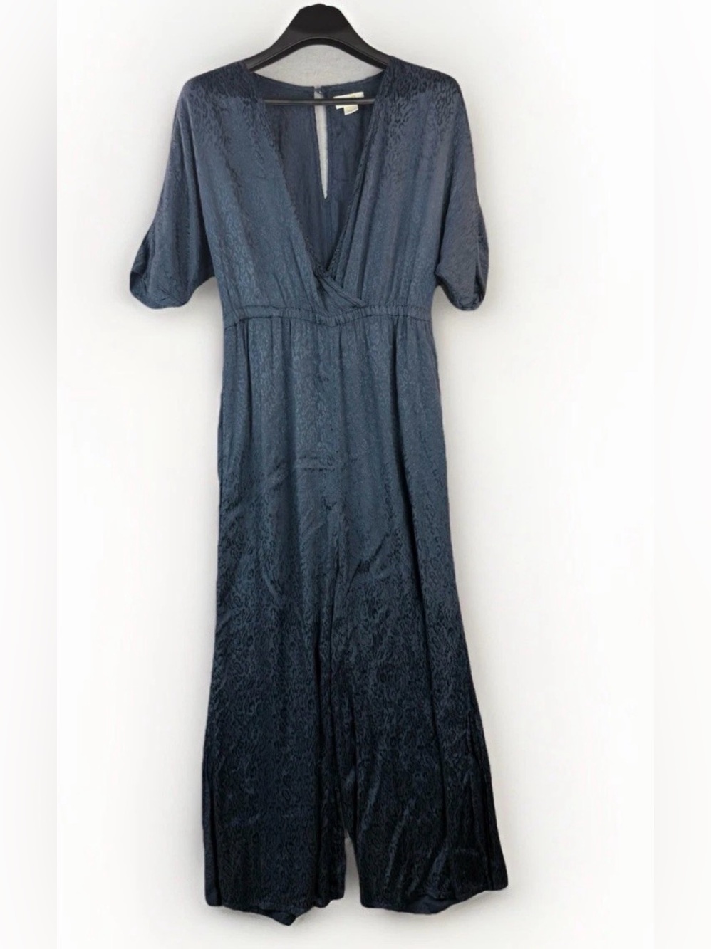 Anthropologie Slate Blue V-Neck Maxi Pant Jumper Small